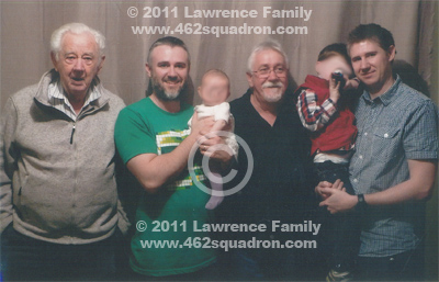 4 Generations of the Lawrence family in 2011 - Douglas Henry Lawrence, ex-RAAF 437426; John Lawrence, Mark Lawrence, Aaron Lawrence, and great-grandchildren.