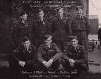 Outside the Respirator Workshop, Driffield, 1944. Crew 28, 462 Squadron RAAF, Pilot Frank Edward Nelder.