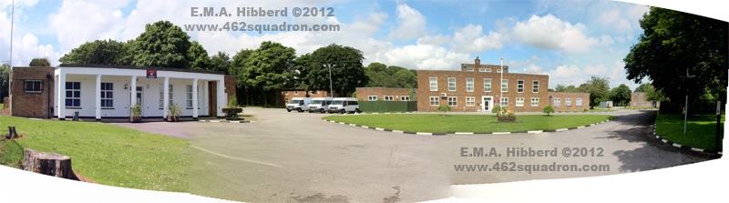 Panorama view of the entrance to the former RAF Driffield, July 2012, the home of 462 Squadron from August to December 1944.