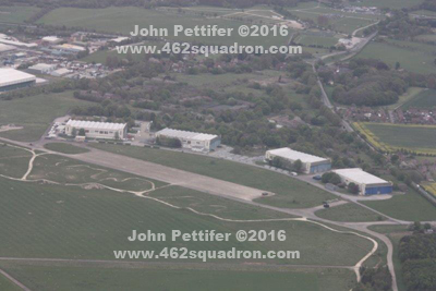 Aerial view of the former RAF Driffield, 14 May 2016, the home of 462 Squadron from August to December 1944.