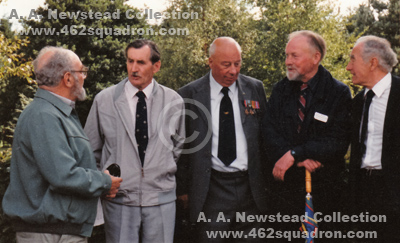 Veterans of 462 Squadron at Foulsham August 1989; J A Webber, Lyle David Robinson, D R Smith, Arthur A Newstead, L G Brocklesby.  