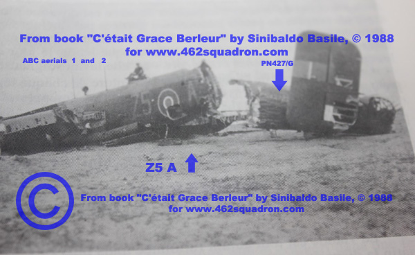 1. Halifax PN427 Z5-A of 462 Squadron, which made a forced landing on 15 April 1945, near Liege (from book by Sinibaldo BASILE)