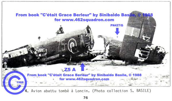 2. Halifax PN427 Z5-A of 462 Squadron, which made a forced landing on 15 April 1945, near Liege (from book by Sinibaldo BASILE)