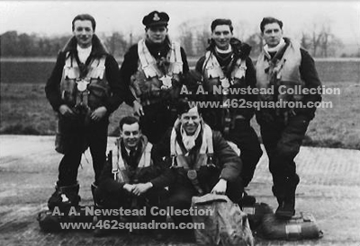 Six of the Anderson Crew, 462 Squadron; Arthur A Newstead, Henry Robert Anderson, Astley Gordon, Fred Satherley, George Frederick Hicks, Bruce Alfred Bell.