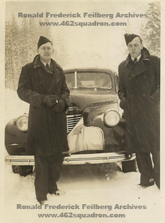 Ronald Frederick Feilberg 421192 RAAF, and Alan Edwin Astill, 421143 RAAF, winter in Canada, 1942/1943, during Pilot training.