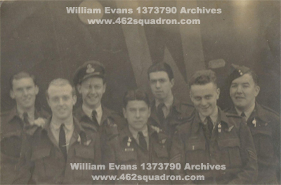 Crew 40 of 462 Squadron, Foulsham, Frank Taylor, Willie/Bill Evans, John/Jock Boyd, Bernie Compton, Ken Hamilton, Ken Spriggs, John/Jock Mortimer.  