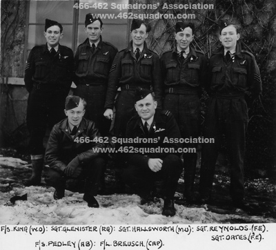Charles Bernard King, Glenister, F Hallsworth, Reynolds, S J Oates, Les Pedley, Rex Burnett Breusch, 462 Squadron Driffield, later 466 Squadron.