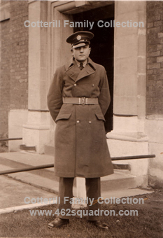 Frederick Brookes 546437 RAF, in uniform & overcoat - young airman in training, later in 462 Squadron