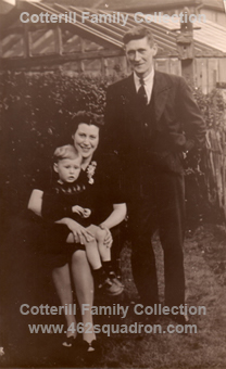 Hilda Cotterill (nee Brookes) sister of Sgt Fred Brookes 546437 RAF, with her husband Sidney & son Terence