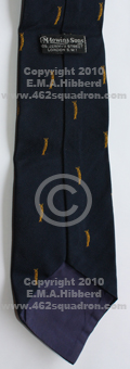 Rear view of Caterpillar Club tie owned by former F/Sgt M.J.Hibberd, 435342 RAAF.
