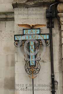 Blue Cross at entrance to St Clement Danes, Central Church of the RAF, London