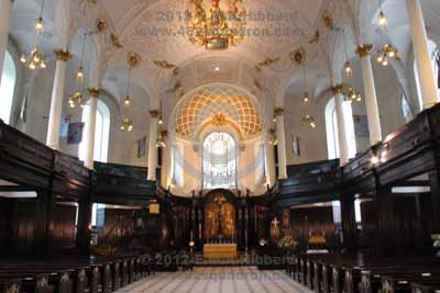 Internal view of St Clement Danes, Central Church of the RAF, London