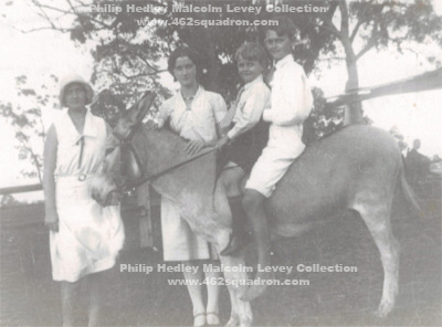 The Levey siblings; L to R: Joyce, Beryl, and on the donkey, Philip Hedley Malcolm Levey (later RAAF, 462 Squadron) and Gordon. 
