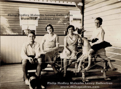 The Levey siblings at home; L to R: Gordon, Beryl, Joyce, and on the rocking horse, Philip Hedley Malcolm Levey (later RAAF, 462 Squadron).