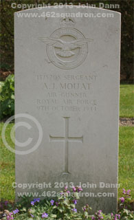 Headstone on grave for Archibald James Mouat, 1378208 RAFVR, 462 Squadron.