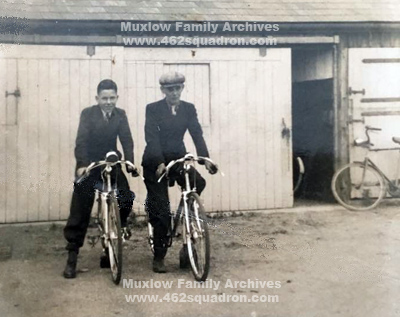 Denis Roy Muxlow and friend Jack Cooper, aged 15 years, with their new bicycles (1940). 