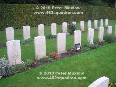 Graves of Crew of Halifax MZ400 Z5-J, of 462 Squadron, at Reichswald, 10 October 2019.