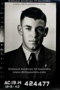 John Newton Tresidder, 424477 RAAF, at enlistment on 12 September 1942, later in 462 Squadron (NAA).