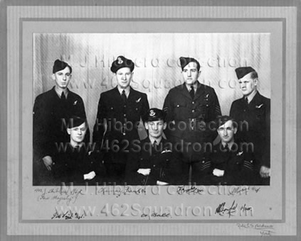 Crew formal photo 1652 HCU Marston Moor (M.J.Hibberd, M.Frank, F.Brookes, N.V.Evans, J.M.Tait, A.D.J.Ball, R.R.Taylor) later in 462 Squadron
