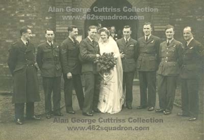 The wedding of Keith Thomas Clarke, Navigator, and Lilian Hall, February 1945; Best Man Alan George Cuttriss, Pilot; both previously in Crew 7, 462 Squadron, Driffield.