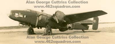 Halifax HX266 HD-J "Good old J", flown by Alan George Cuttriss, Pilot, and crew while posted to 466 Squadron, Driffield, Yorkshire in 1944; crew later posted to 462 Squadron.