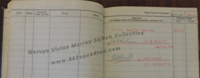 Final sign-off September 1945 Log Book for Mervyn Vivian Murray Skitch 442482 RAAF, during posting to 462 Squadron, Foulsham.