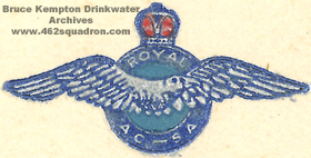 Logo on Card from William Henry Millington, DFC; associated with Bruce Kempton Drinkwater of 462 Squadron.