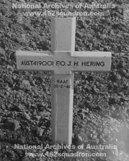 Original headstone on grave for John Hubert Hering 419001 RAAF, 462 Squadron. 
