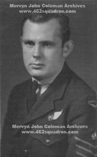 F/Sgt Mervyn John Coleman 436070 RAAF at 10 Squadron, later Mid-Upper Gunner 462 Squadron.