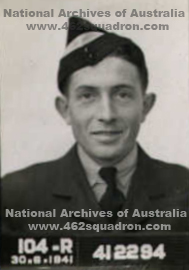 Peter Hamilton Finley 412294 RAAF, later Pilot of Crew 15 at 462 Squadron.