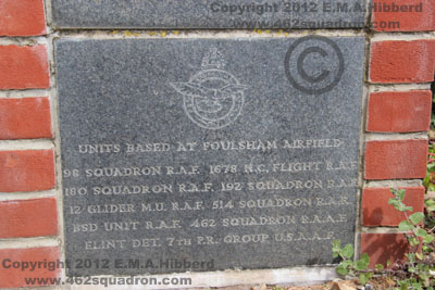 Lower Memorial Plaque on plinth of Foulsham Village Sign, as seen in April 2012
