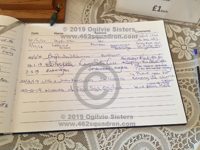 Visitors' Book in Holy Innocents' Church, Foulsham, visited 23 February 2019 (462 Squadron). 