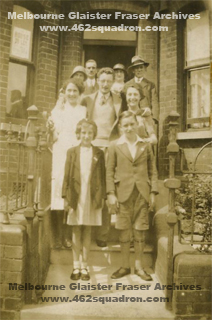 Melbourne Glaister Fraser, with relatives at home in Belfast, later 1061575 RAFVR, Bomb Aimer, 462 Squadron.