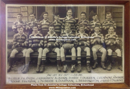 John Heggarty and the St Anselm's College Rugby team, 1937-1938 (later 1238295/179888 RAFVR, 462 Squadron).