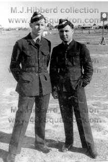Air Craftman 2 Maxwell James Hibberd & second Airman at 3 WAGS, Maryborough, in full uniform, 1943. (later 462 Squadron)