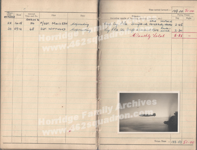 Flying Log Book, 33 ANS, October 1943, John Walker Horridge 1576752 (190747) RAFVR, later 462 Squadron. 