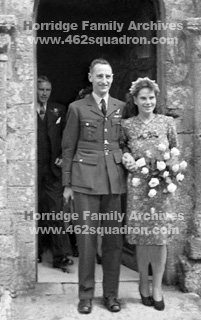 F/O John Walker Horridge 190747 (previously 1576752) RAFVR, and Bride Myra after their wedding on 23 June 1946 at St Edmund's on the Isle of Wight. (462 Squadron) 