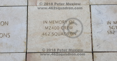 Memorial Tile IBCC for Crew of Halifax MZ400, 462 Squadron (14 March 2018)