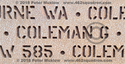 Gerald COLEMAN, 178780 RAFVR, 462 Squadron, Name Panel at IBCC (14 March 2018)