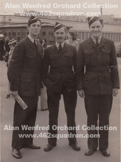 Air Craftman 2 Alan Wenfred Orchard, 430583, RAAF (later 462 Squadron) and 2 unidentified Airman, 1943.
