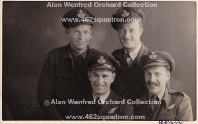 Warrant Officers William Herbert Rennick (previously 467 Squadron), Leo Kevin Rahaley, Wesley Colwyn Lewis, and Alan Wenfred Orchard, previously 462 Squadron (1945).