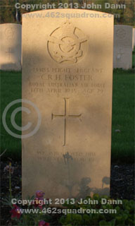 Headstone on grave for Cecil Reginald Henry Foster, 434183 RAAF, 462 Squadron.