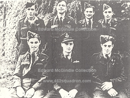 P/O Edward McGindle and his crew, 462 Squadron, August 1944 at Driffield (F/Sgt Whelan, amd Sgts Smith, Offley, Soames, Baldwin, Doyle)