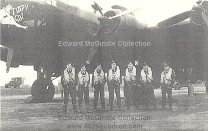 Fl/Lt Edward McGindle DFC and crew, 462 Squadron, Foulsham (F/O Medway, F/O Watt, F/Sgt Baldwin DFM, F/O Nicholls, W/O Whelan DFM, P/O Soames DFM)