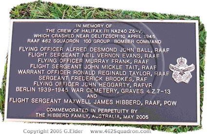Memorial Plaque for Crew of Halifax NA240 Z5-V, which crashed at Zaasch.
