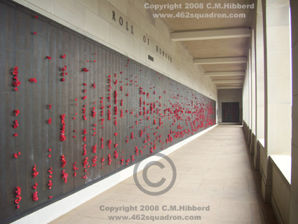 Roll of Honour for 1939 - 1945 in the Commemorative Area of the Australian War Memorial. (462squadron.com)