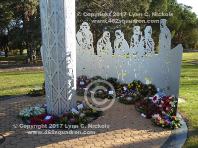 Wreaths around the Bomber Command Memorial, at the Australian War Memorial, Canberra on 04 June 2017. (462squadron.com)