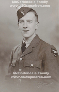 William McCorkindale, 1568425 RAFVR, December 1942; later Navigator at 462 Squadron, Driffield.