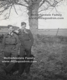 William McCorkindale and Robert Richard Mitchell at 20 OTU, RAF Milltown, March 1944; later posted to 462 Squadron, Driffield.