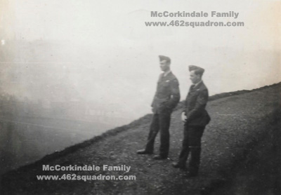 Terence Liddell Maguire and Albert Eric Thornton some where in Edinburgh, possibly on leave in April/May 1944, later posted to 462 Squadron, Driffield. 